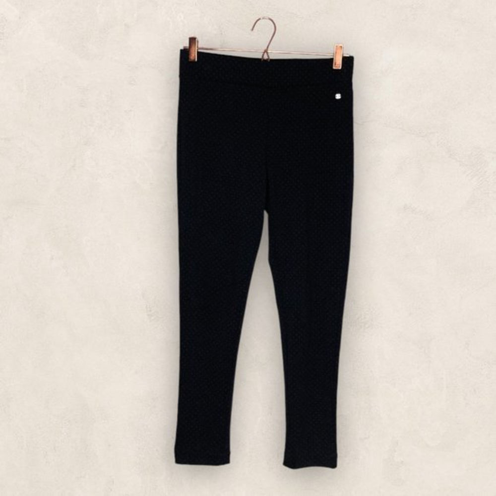 Jones New York Small S Black Gray Polka Dot Ponte Knit Stretch Pull On Pants